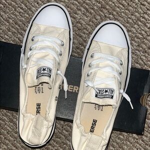 Converse Cream Low Top Canvas Sneakers with White Toe Caps